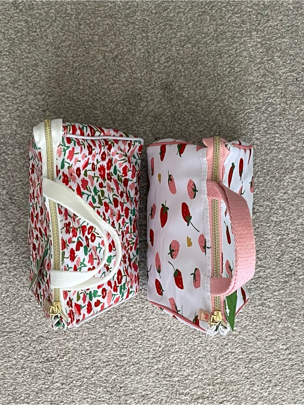 NWT Kate Spade Strawberry & Floral Lunch Bag Duo in White, Pink, Red, Green - Picture 11 of 12